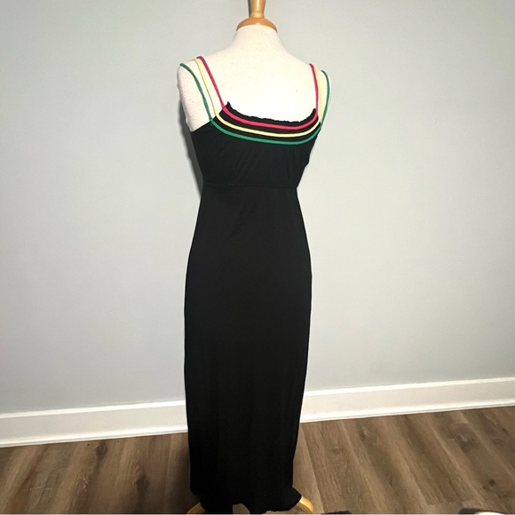 Sevengate Black Colorful Strappy Maxi Dress Size M Beach Vacation Comfy - Picture 4 of 10